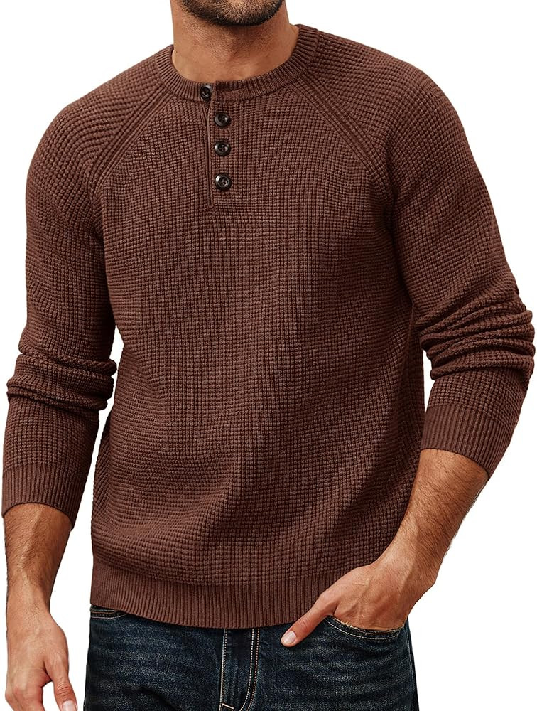 PJ Jones Mens Sweaters Casual Knit Sweater Waffle Textured Soft Pullover Sweater | Amazon (US)