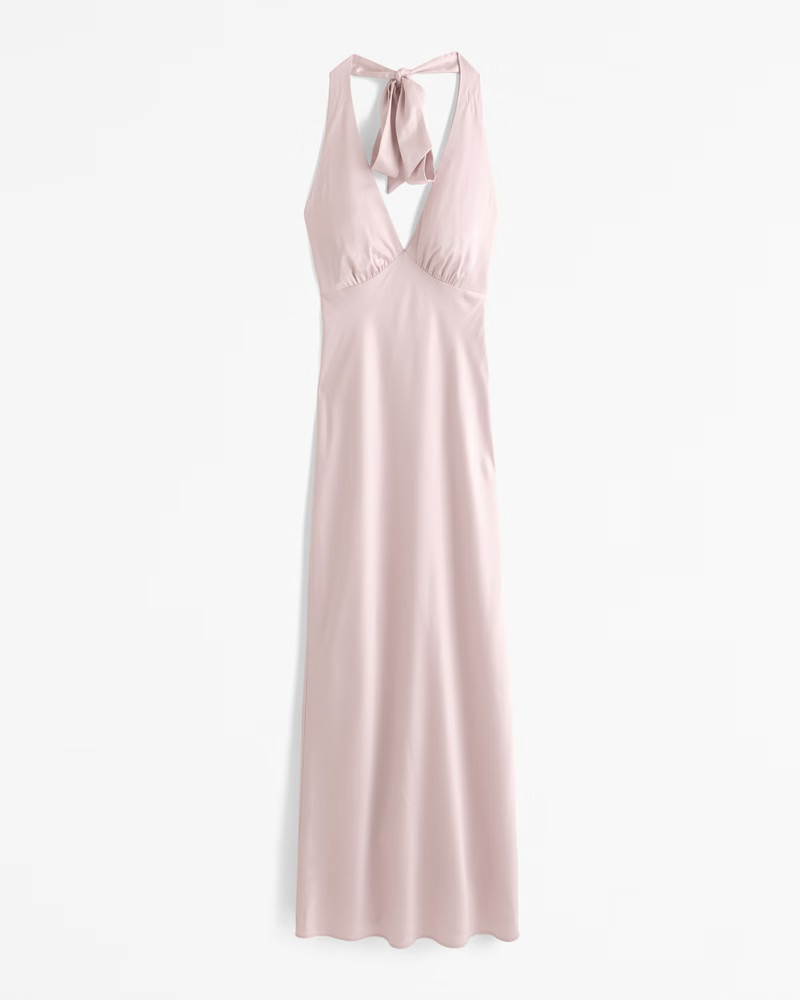 Abercrombie & Fitch Women's Halter Slip Maxi Dress in Light Pink - Size L | Abercrombie & Fitch (US)