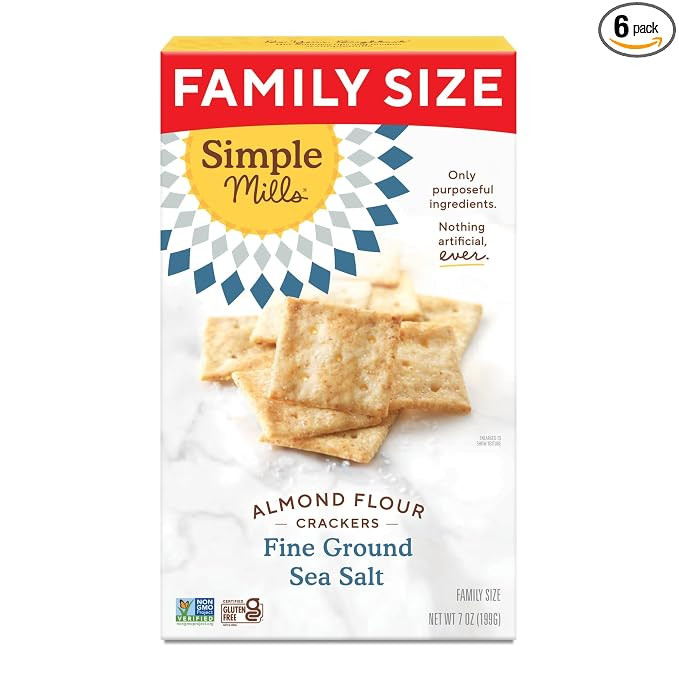 Simple Mills Almond Flour Crackers, Family Size, Fine Ground Sea Salt - Gluten Free, Vegan, Healt... | Amazon (US)