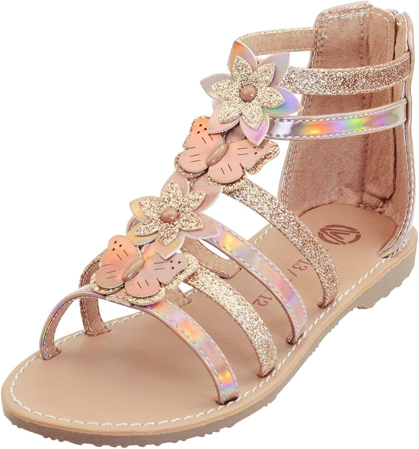 Vonair Girls Gladiator Sandals Cute Open Toe Breathable Summer Shoes with Rubber Sole (Toddler/Li... | Amazon (US)