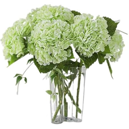 RUZUQE Yalzone 3 Pcs 21In Artificial Light Green Hydrangea Natural Lifelike Real Touch Faux Large... | Amazon (US)