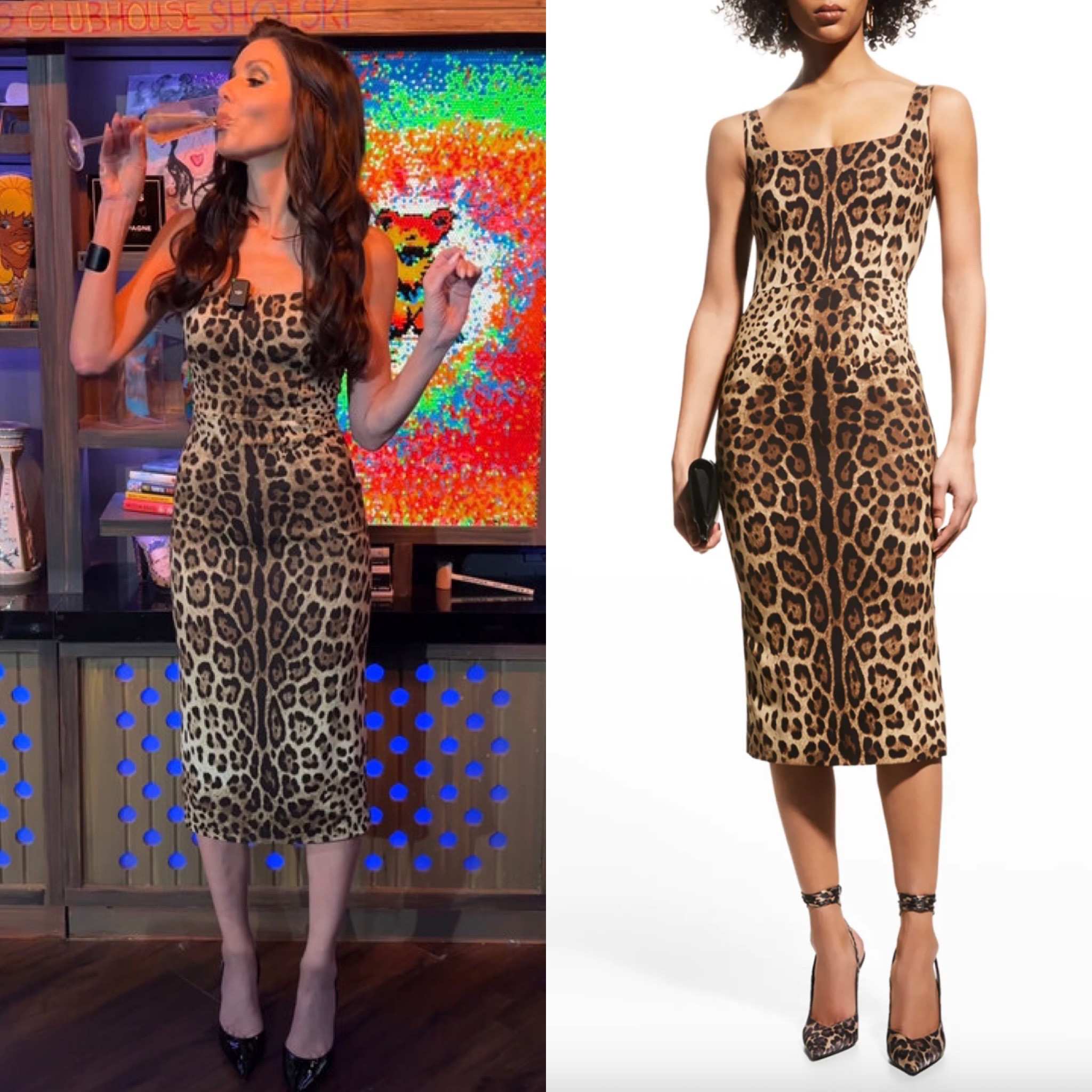 Heather Dubrow’s Leopard Print Dress on #WWHL 📸= @bravowwhl