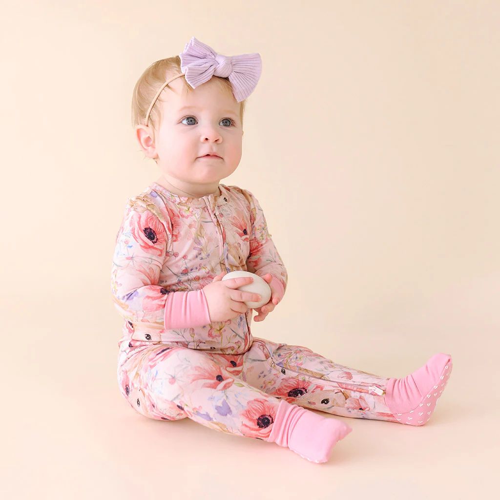 Bunny Floral Pink Baby Convertible Sleeper | Everly Rose | Posh Peanut