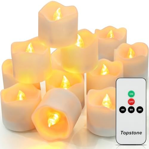 Topstone Flickering Flameless Candles,Battery Operated LED Tea Lights Candles with Remote Control... | Amazon (US)