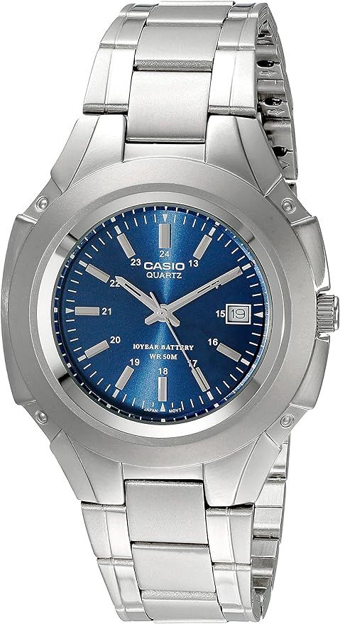 Casio Men's MTP3050D-2AV Classic 10-Year Battery Stainless Steel Dress Watch | Amazon (US)