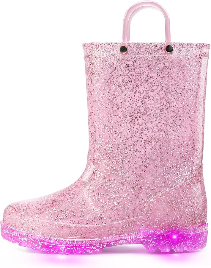 K KomForme Kids Rain Boots, Waterproof Light up Boots with Easy-on Handles | Amazon (US)