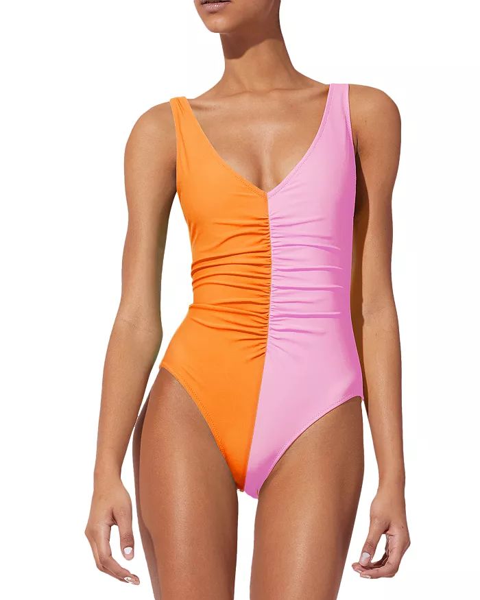 The Lucia Color Blocked Ruched One Piece Swimsuit | Bloomingdale's (US)