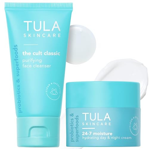 TULA Skin Care 24-7 Hydrating Day & Night Cream 1.5 oz. + Cult Classic Purifying Face Cleanser Travel Size 1 oz., 2 Piece Set | Amazon (US)
