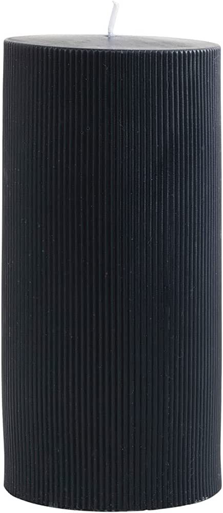Unscented Pleated Pillar Candle in Powder Finish, Black Noir | Amazon (US)