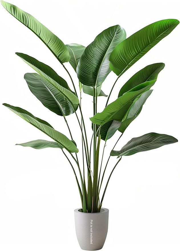 Artificial Banana Tree Traveller Bird of Paradise 5Ft Decorative Pre-Potted Faux Modern Palm Tree... | Amazon (US)