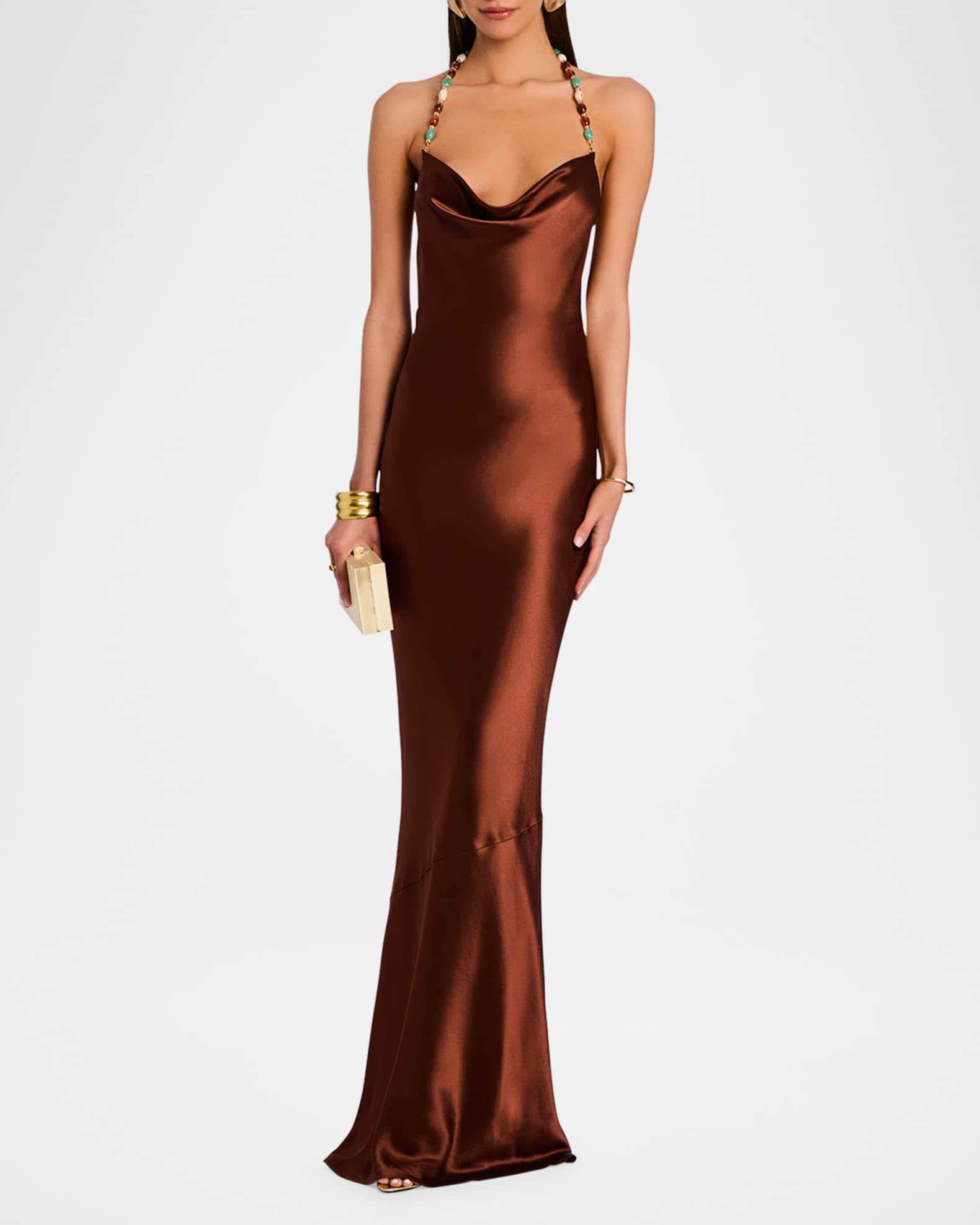 Finley Beaded Satin Slip Gown | Neiman Marcus