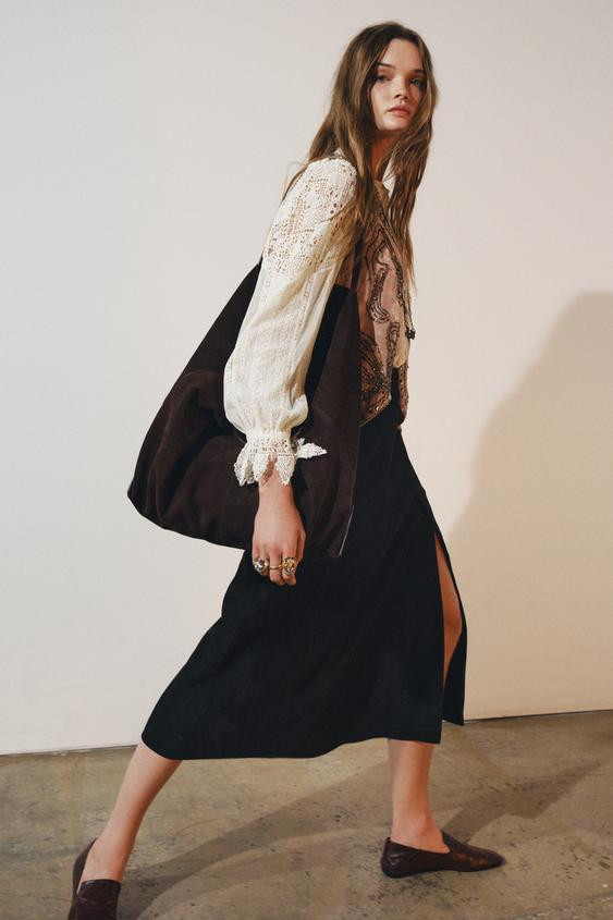 ZW COLLECTION LIMITED EDITION SUEDE LAYERED SKIRT | Zara US