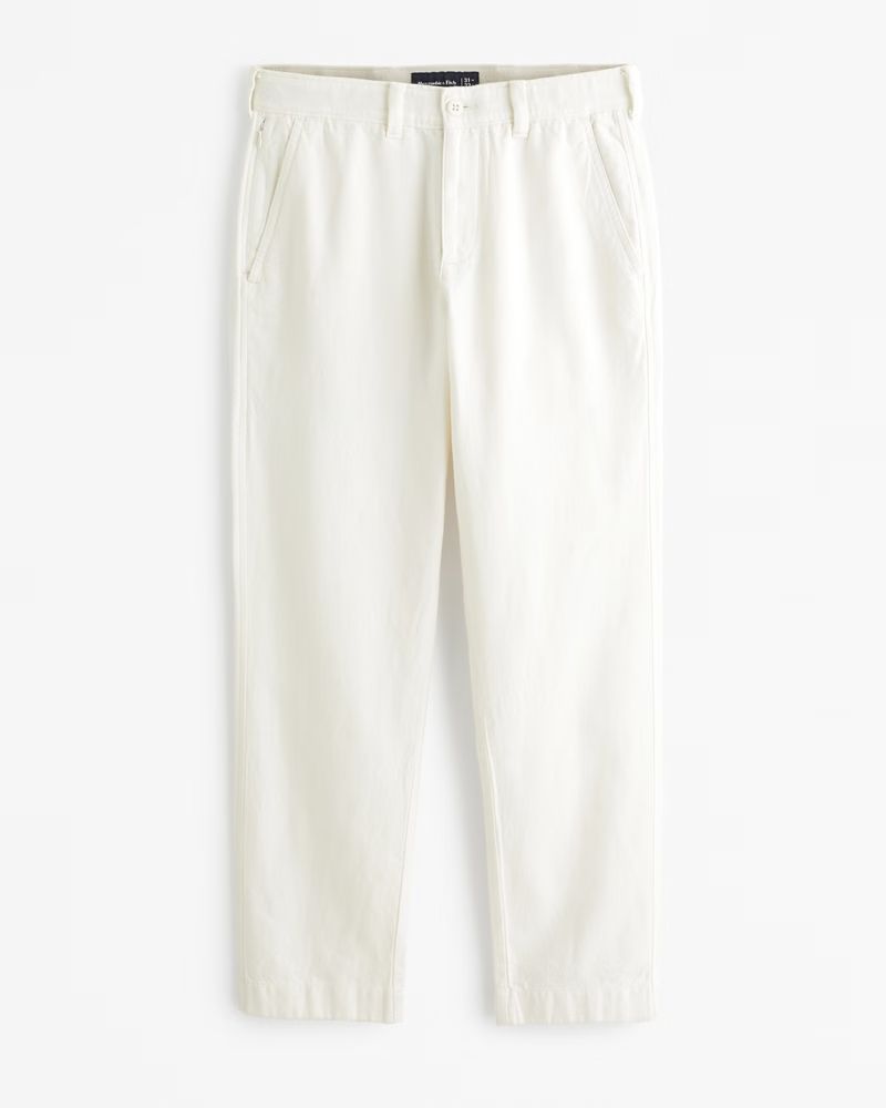 Men's Straight Linen-Blend Fixed Waist Pant | Men's | Abercrombie.com | Abercrombie & Fitch (US)