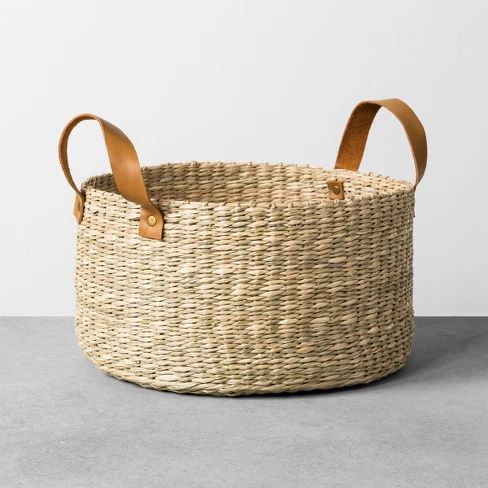Seagrass Basket with Leather Handle - Medium - Hearth & Hand™ with Magnolia | Target