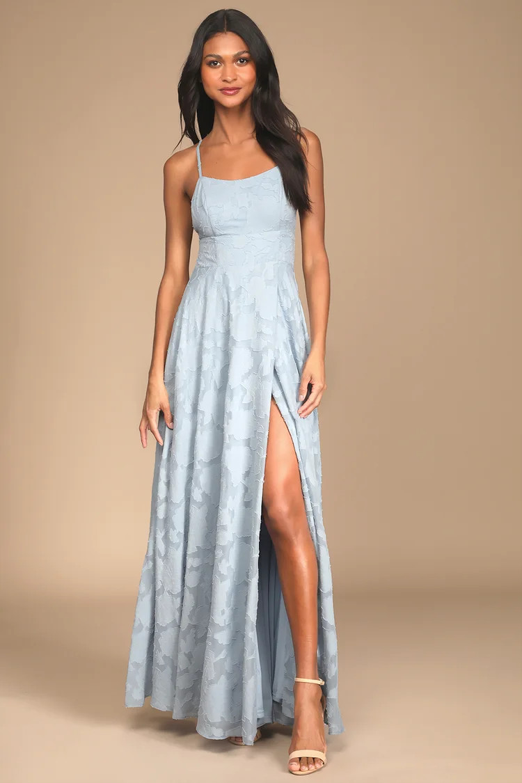 Let There Be Romance Slate Blue Burnout Floral Maxi Dress | Lulus