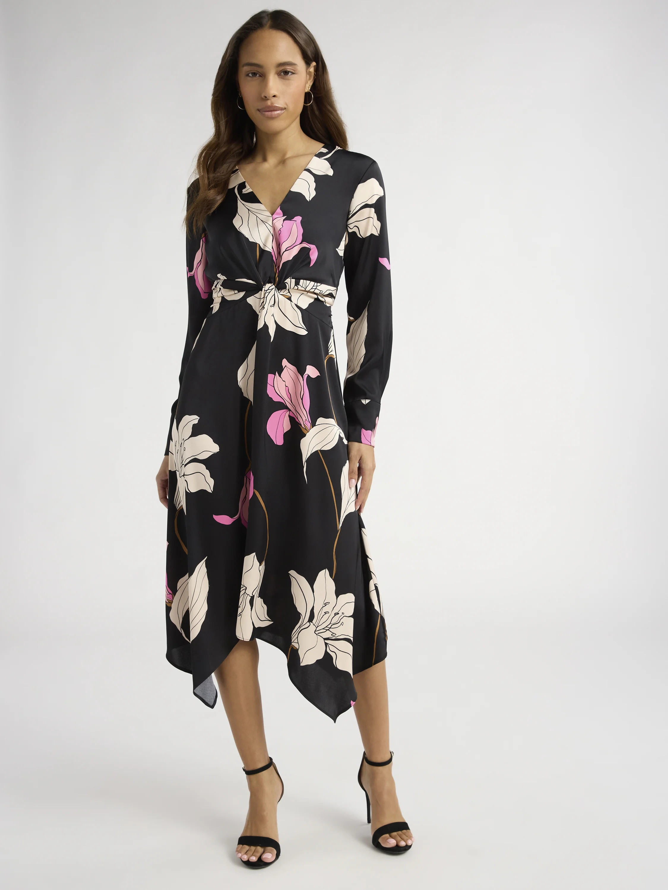 Sofia Jeans Women's Twist Front Dress, Mid Calf Length, Sizes XS-XXXL | Walmart (US)