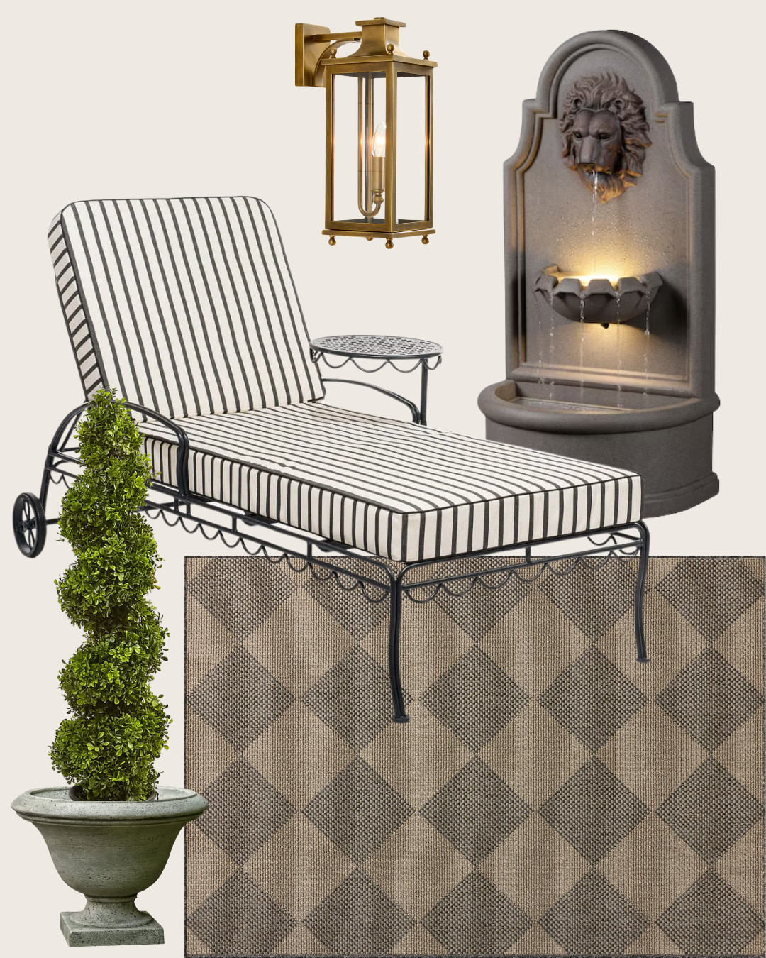 Our outdoor rugs can be used in so many different outdoor spaces - sharing some different mood board looks on ChrisLovesJulia.com today! This chaise lounge set up looks like the perfect way to spend a sunny afternoon. 

 #LTKSeasonal #LTKHome #LTKStyleTip