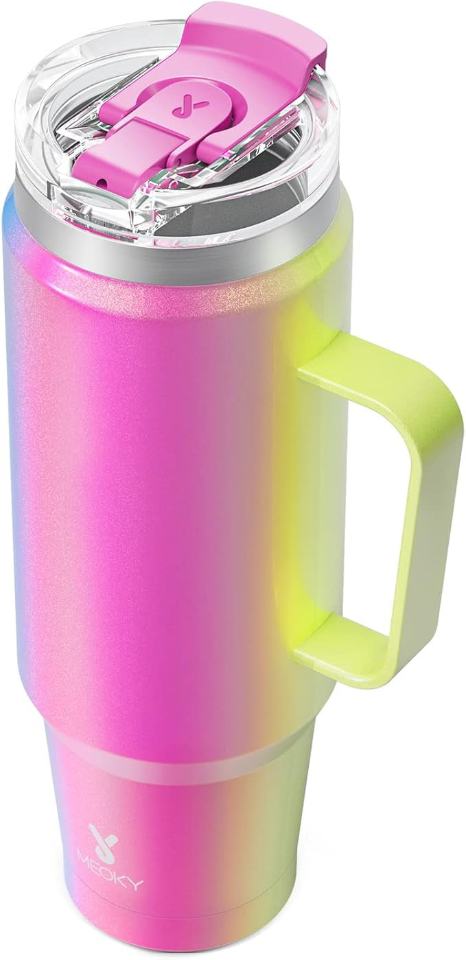 Meoky 40oz Tumbler with Handle, Stainless Steel Travel Mug with 2-in-1 Straw and Sip Lid, Vacuum ... | Amazon (US)