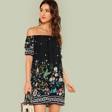 Tribal Print Bardot Dress | SHEIN