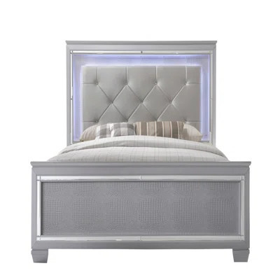 1pc Modern LED Faux Leather Upholstery Panel Bed | Wayfair North America