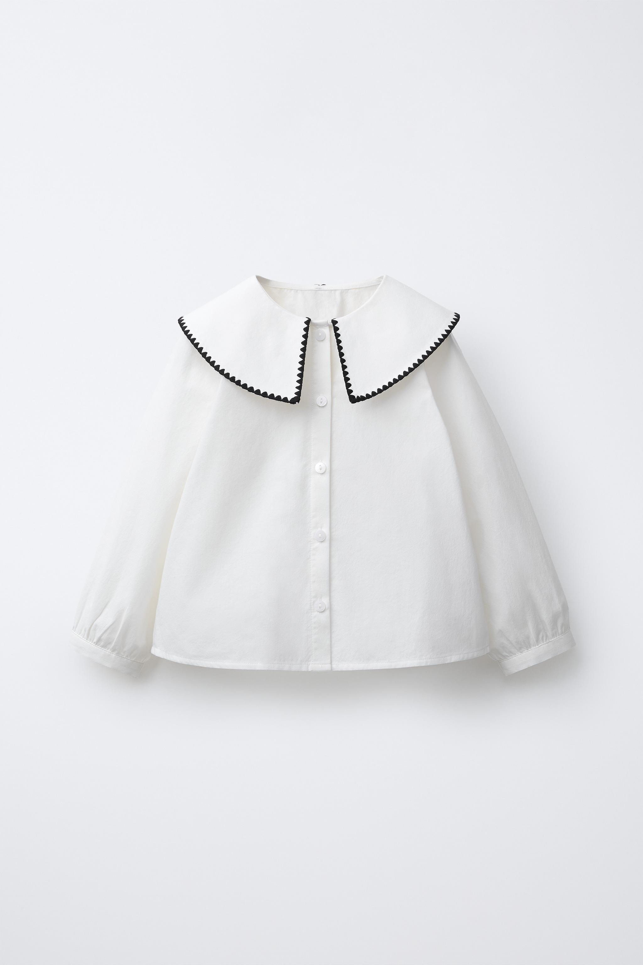 BLOUSE À COL CLAUDINE BRODÉE | Zara FR