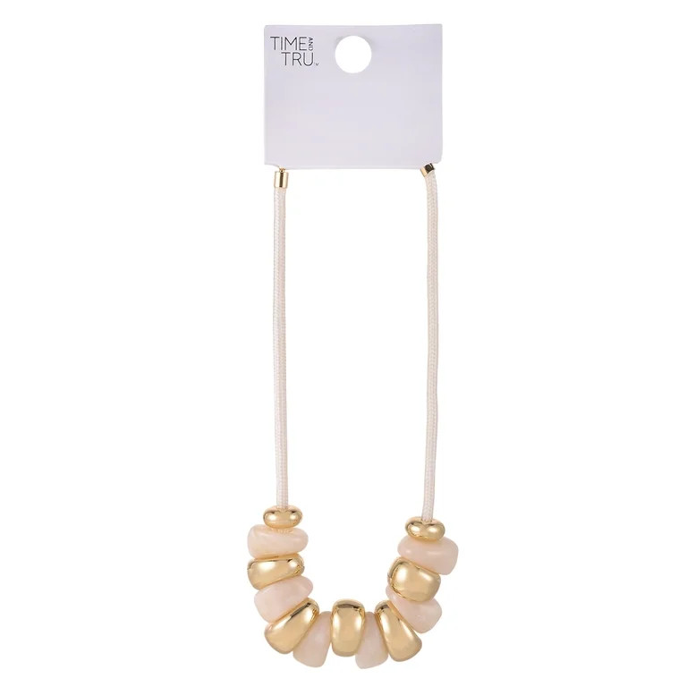 Time and Tru Goldtone Cord Cream Swirl Resin Bead Necklace | Walmart (US)