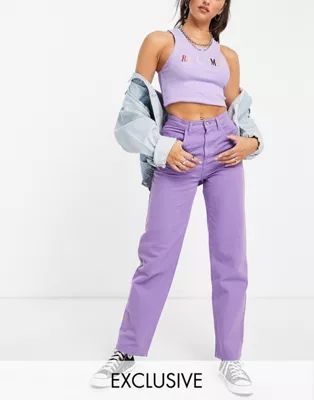 Reclaimed Vintage Inspired 90s dad jeans in bright lavender | ASOS (Global)