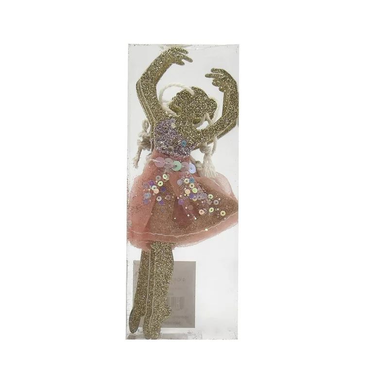 Holiday Time 4pc Gold and Pink Sparkling Dancer Decorative Accents Ornament Set | Walmart (US)
