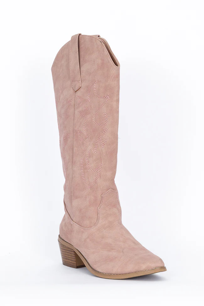 Charlotte Pink Leather Cowboy Boots | Pink Lily