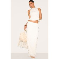 Cream Chiffon Textured Maxi Skirt | PrettyLittleThing US