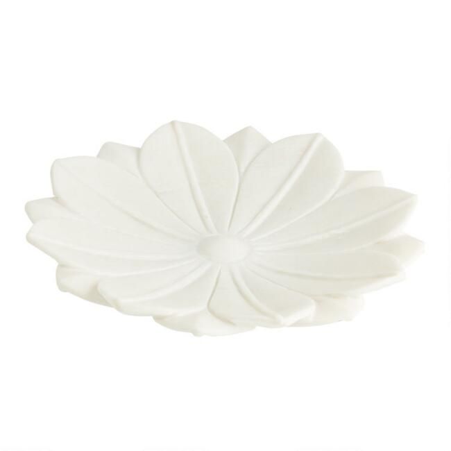 CRAFT White Marble Lotus Diwali Bowl | World Market
