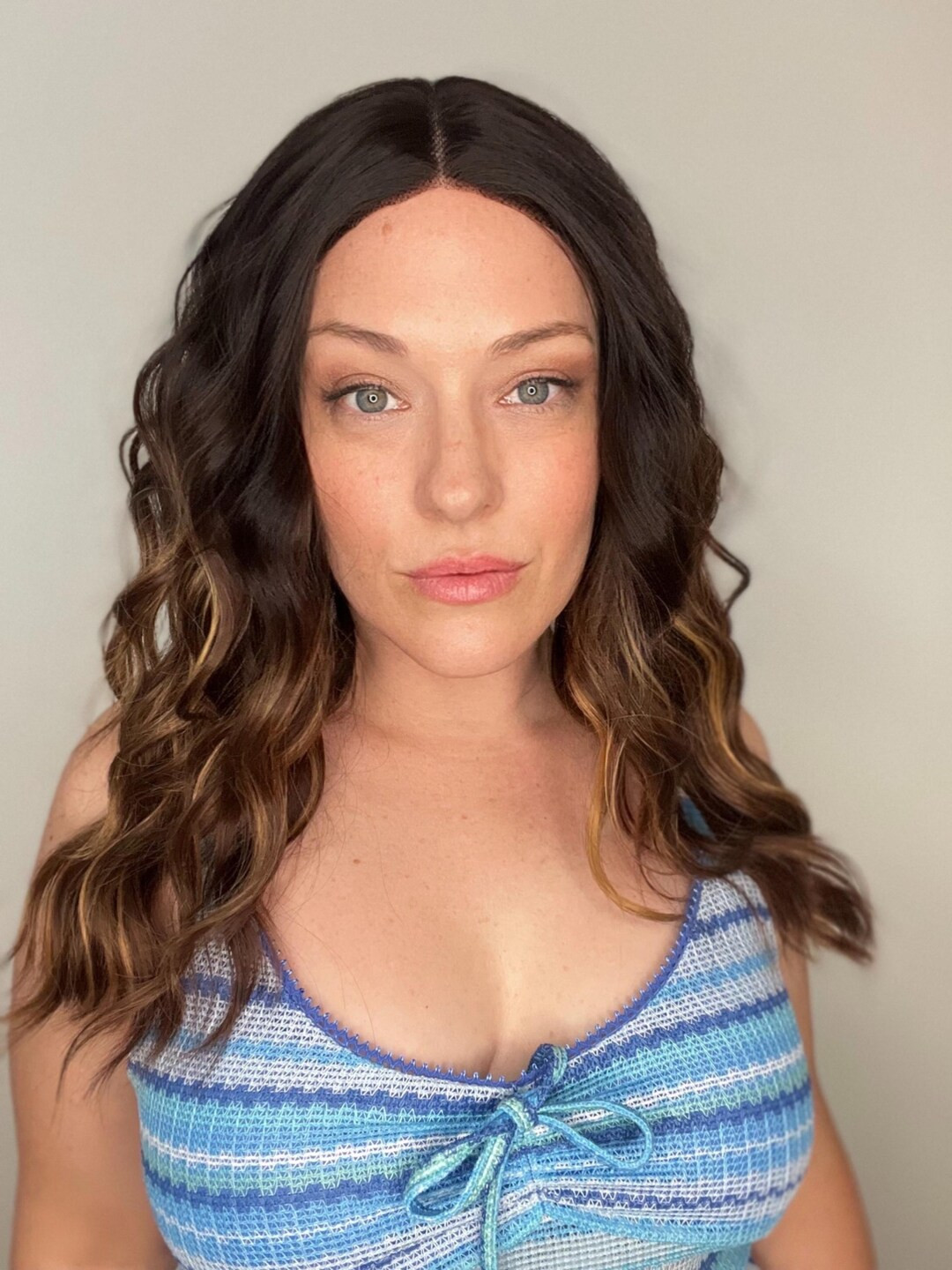 Wavy Chestnut Brown Wig, Glueless Lace Front, 18 Inch - Etsy | Etsy (US)