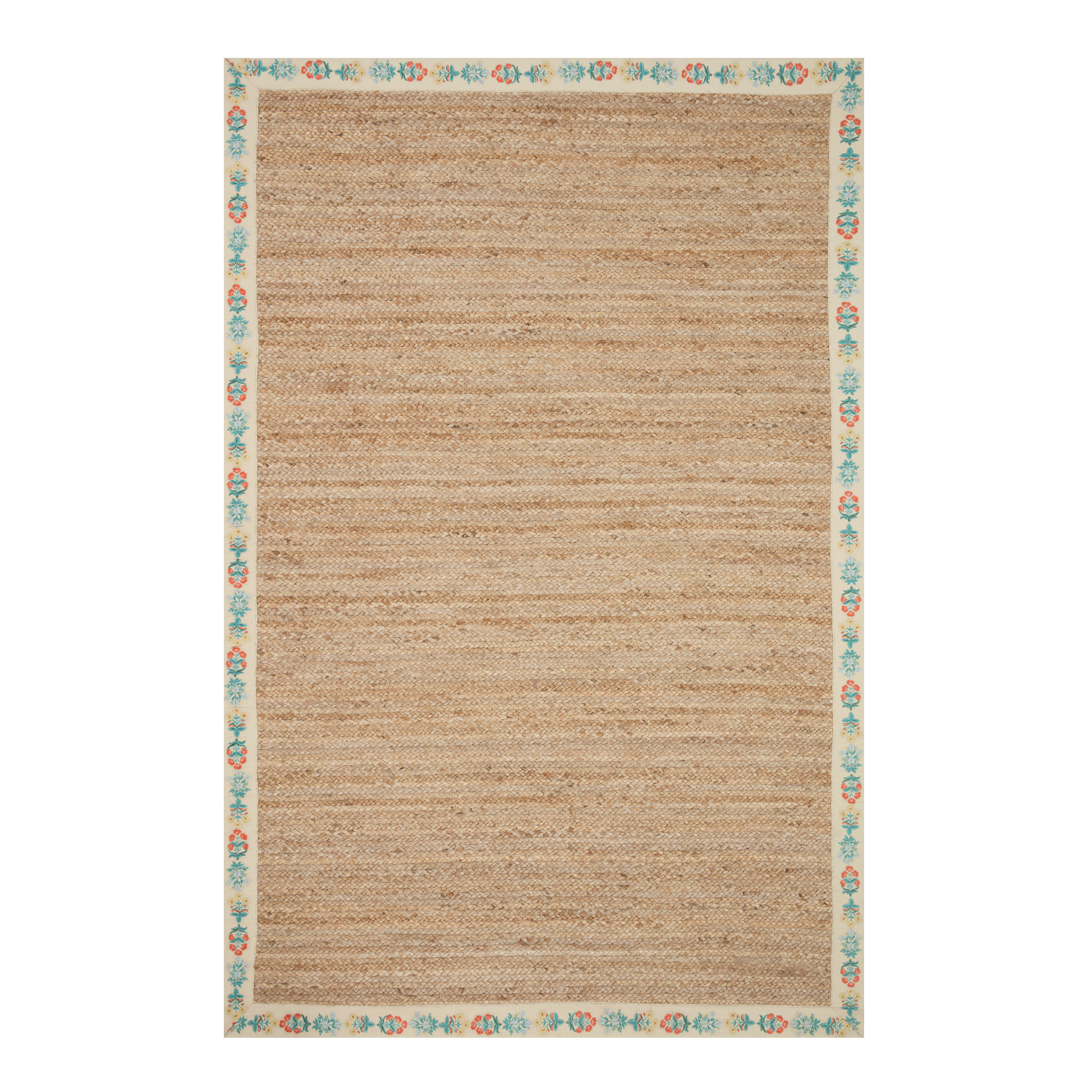 Rifle Paper Co. x Loloi Natural Costa Floral Jute Area Rug | World Market