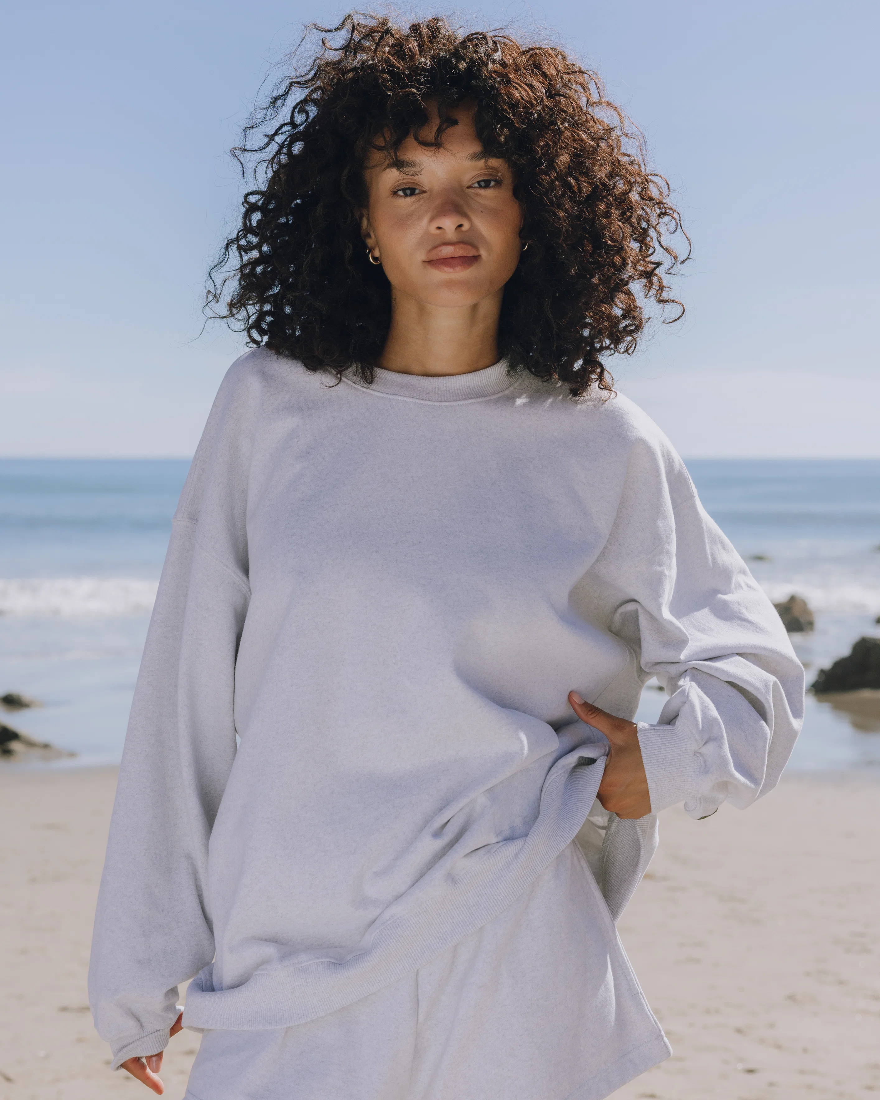 Oversized Fleece Crew - Heather Grey | Daily Drills LLC