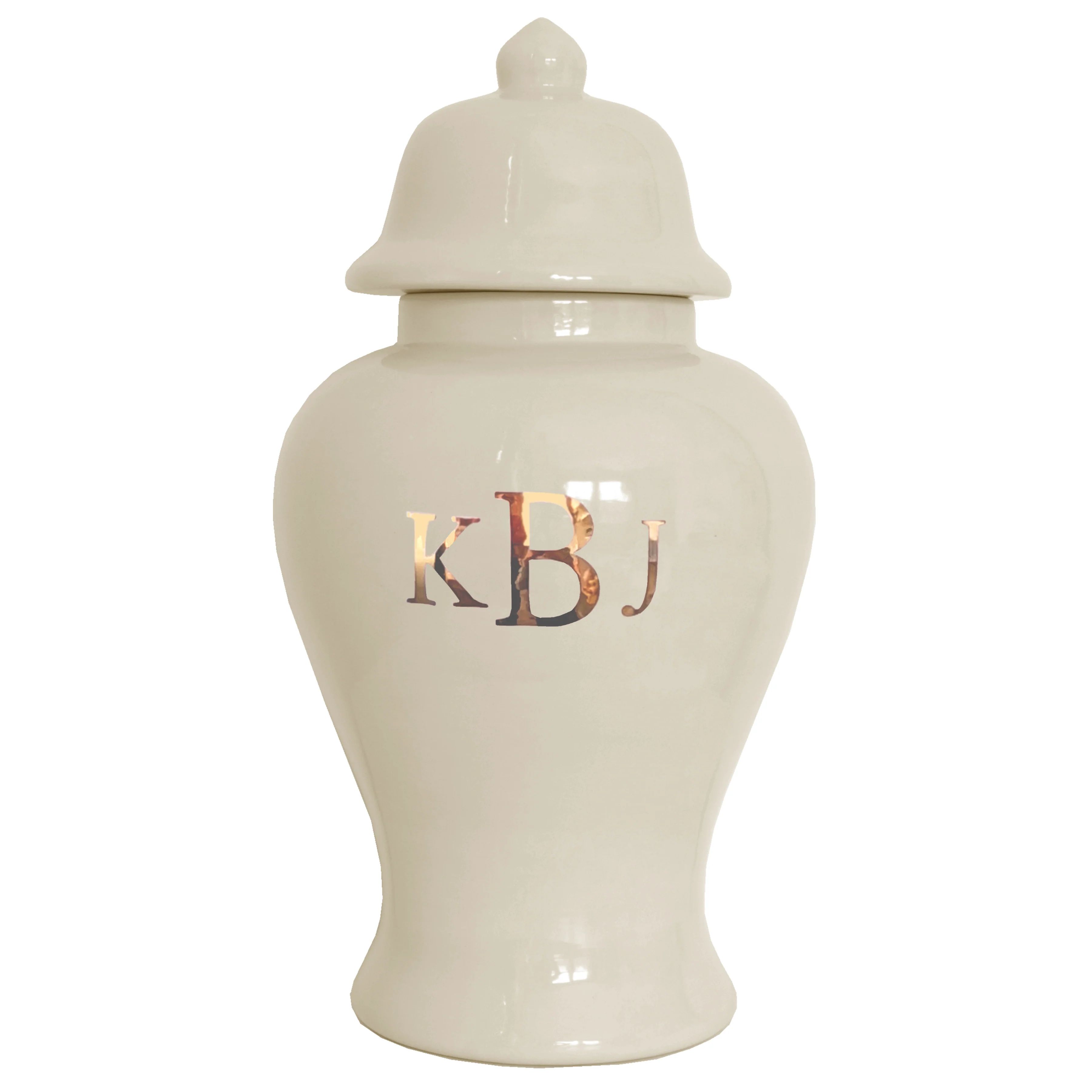 Classic Monogram Ginger Jars in Beige | Ruby Clay Company