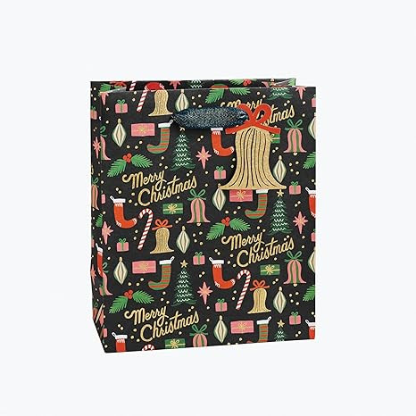 RIFLE PAPER CO. Deck the Halls Medium Gift Bag Bundle With Uncoated Paper, Gold Foil, Cotton Ribb... | Amazon (US)