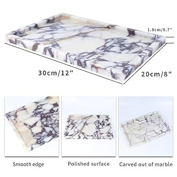 Real Luxurious Natural Marble Vanity Tray Genuine Marble/Stone Storage Tray for Home Decor Bathro... | Amazon (US)