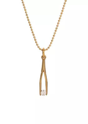 1928 Jewelry Gold Tone Tweezer Crystal Necklace 16", Yellow | Belk