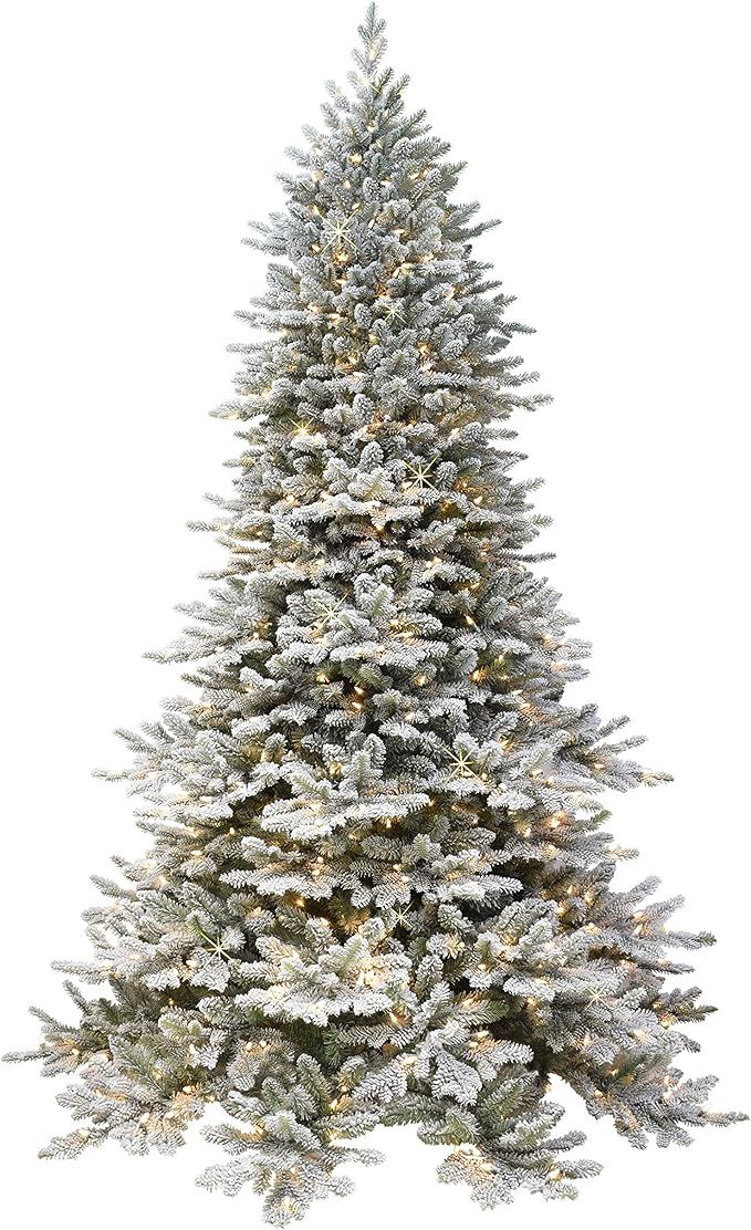 Puleo International 7.5' Flocked Royal Majestic Fir Artificial Christmas Tree with 800 Lights, Gr... | Amazon (US)