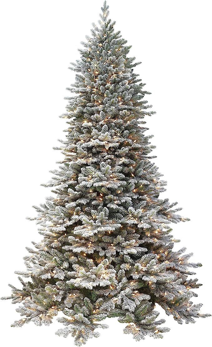 Puleo International 7.5' Flocked Royal Majestic Fir Artificial Christmas Tree with 800 Lights, Gr... | Amazon (US)