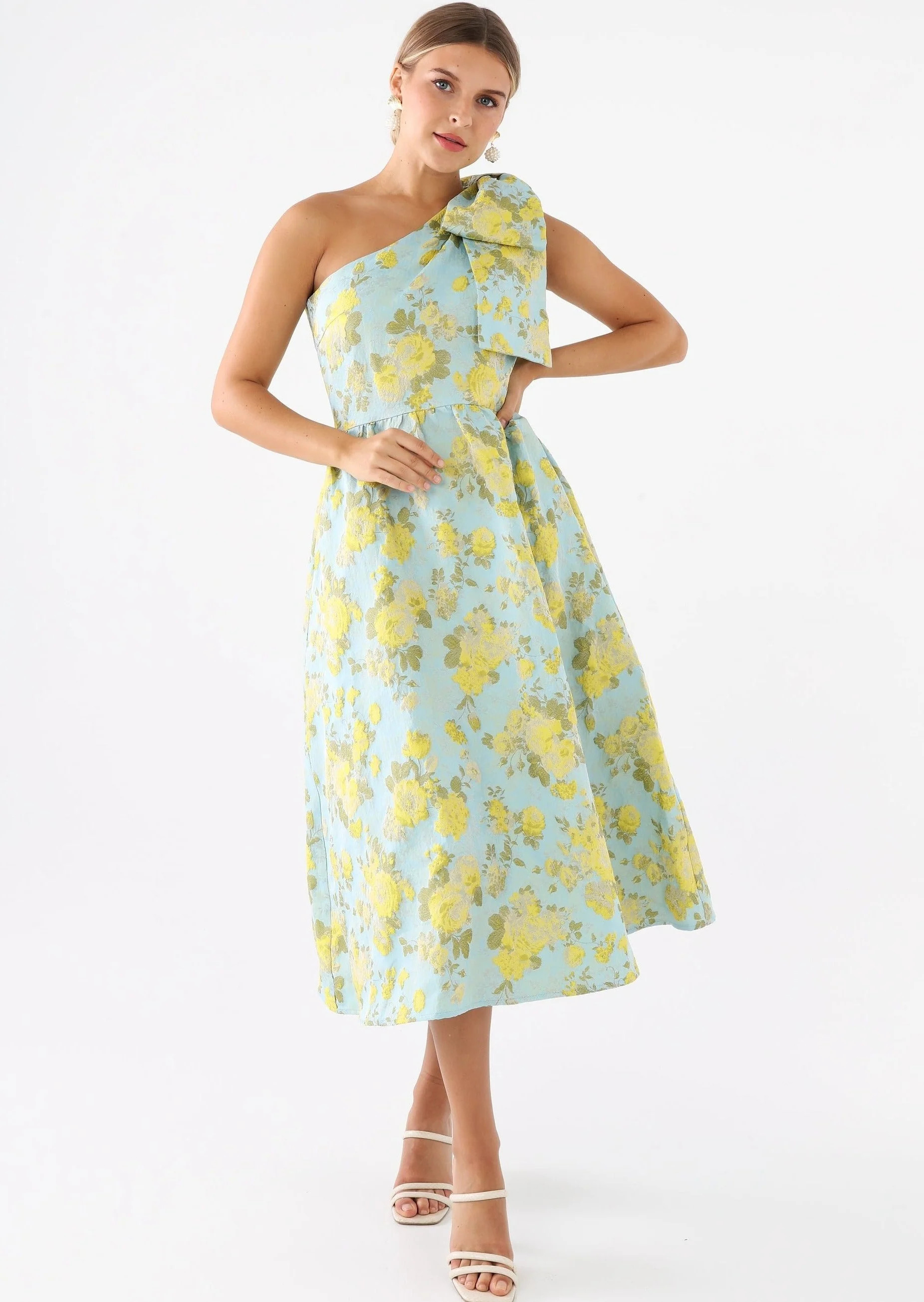 Caroline Dress Rose Garden Jacquard | Abbey Glass