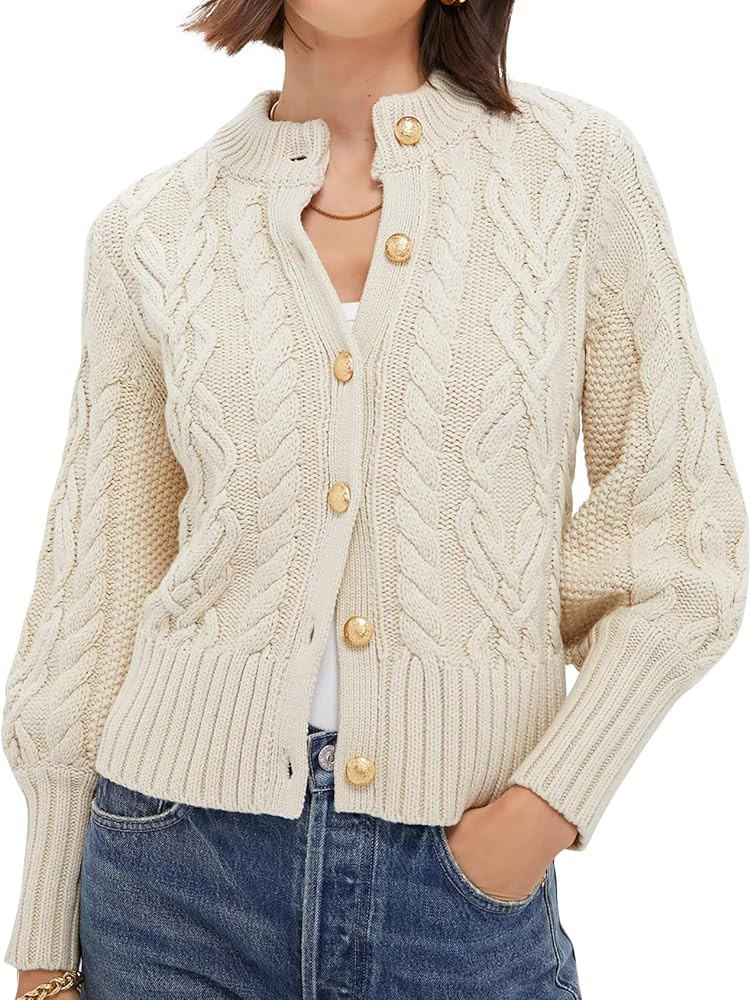 PEHMEA Womens Short Cardigan Sweaters, Soft Twist Knit Fall Winter Chunky Open Front Button Sweat... | Amazon (US)