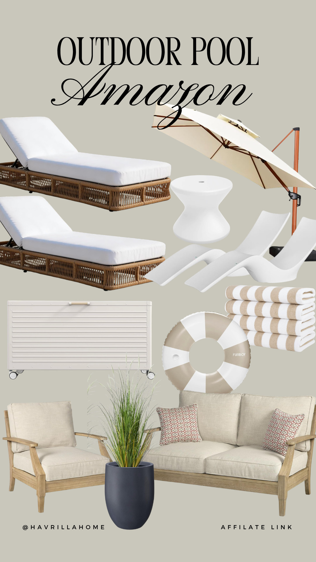 Amazon Outdoor Pool, poolside decor, outdoor pool essentials, Amazon pool finds, pool lounge chairs, chaise lounge, cantilever umbrella, outdoor side table, striped pool towels, pool storage box, pool float, modern outdoor furniture, outdoor sofa, outdoor chair, patio planter, poolside accessories, backyard oasis, summer backyard, luxury outdoor living, neutral outdoor decor, pool area inspiration

#LTKSeasonal #LTKHome