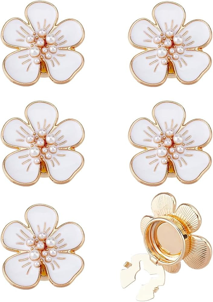 SUPERFINDINGS 6PCS Flower Cufflinks Camellia Button Covers Elegant Women Cuff Link Alloy Enamel C... | Amazon (US)