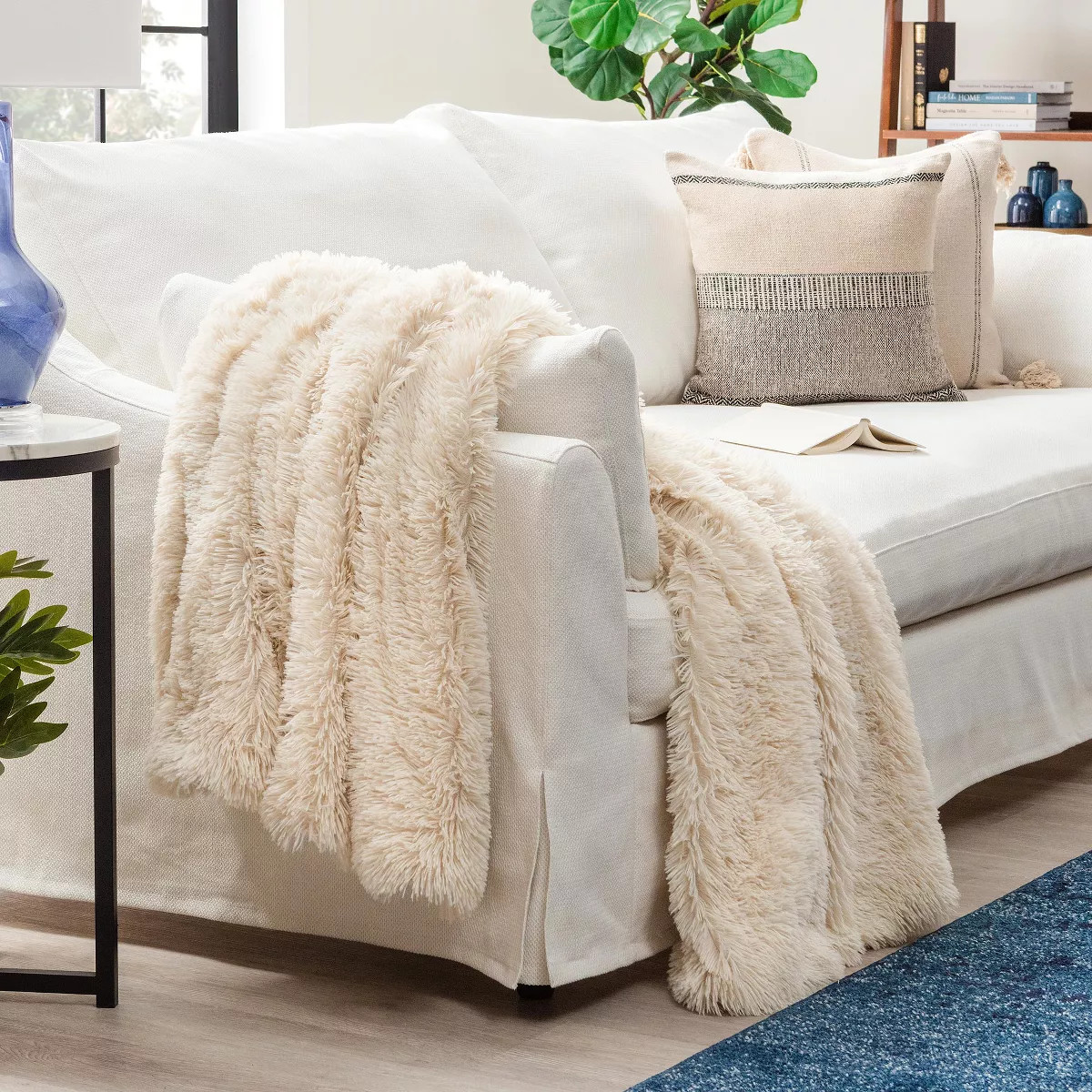 Chanasya Solid Faux Long Fur Fuzzy Throw Blanket | Target