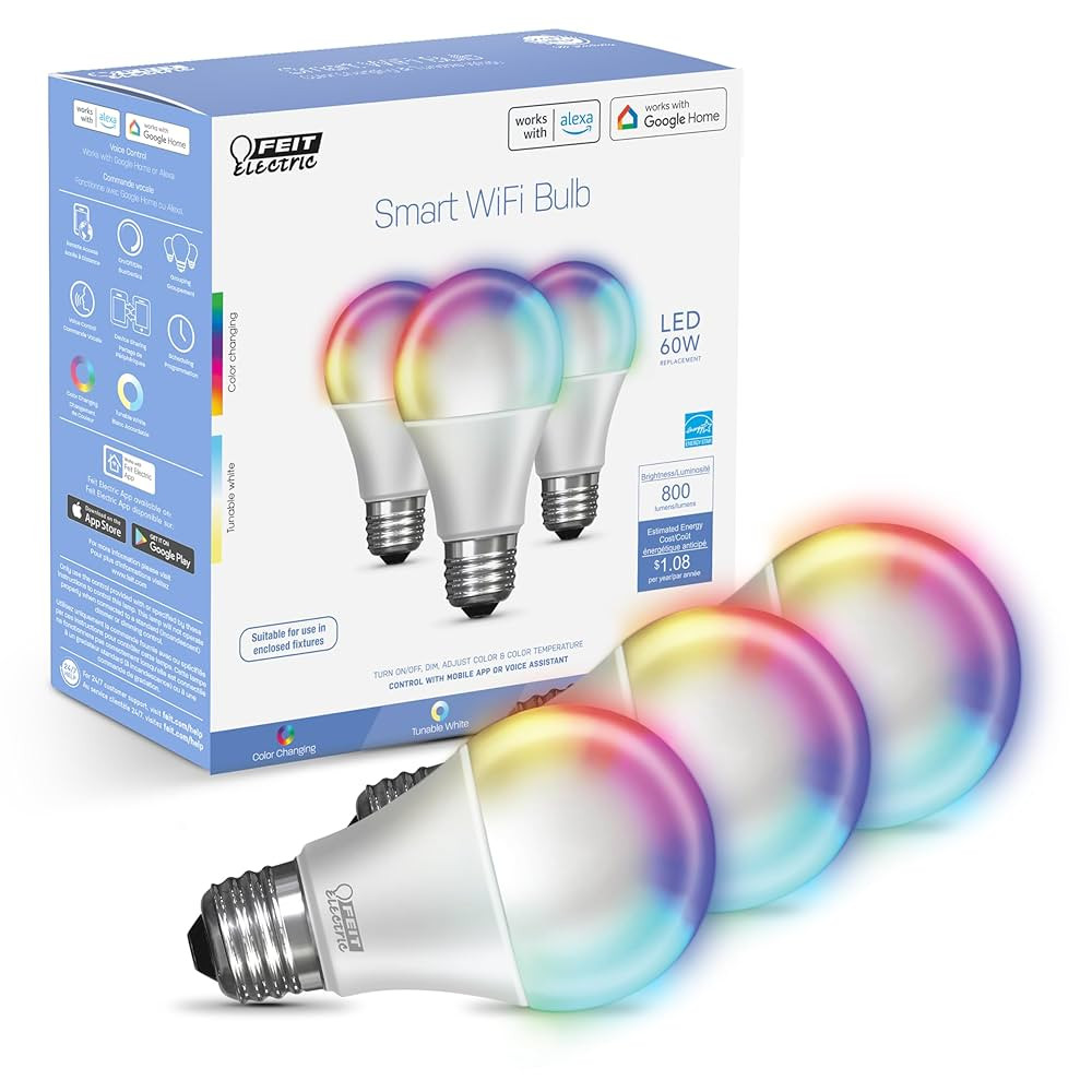 Feit Electric Smart Light Bulbs with RGB Color Changing and Tunable White, 2.4Ghz WiFi Light Bulb... | Amazon (US)