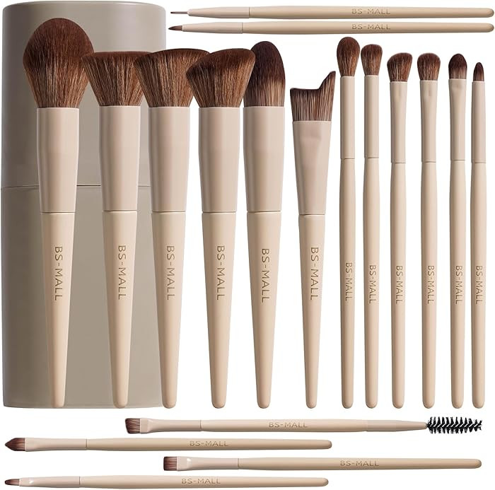 BS-MALL Professional Makeup Brush Set 18 Pcs Premium Synthetic Foundation Powder Concealers Eye S... | Amazon (US)