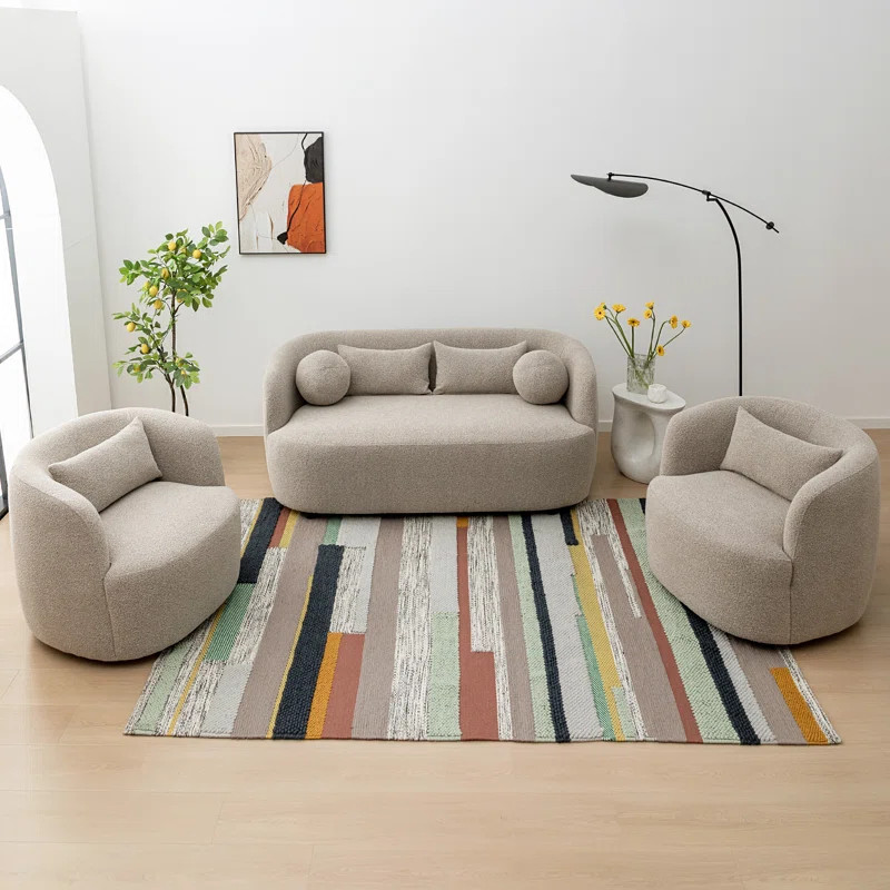 Arijit 34" Wide Boucle Upholstered Swivel Armchair | Wayfair North America