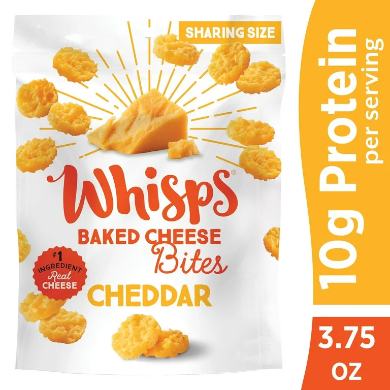 Whisps Cheddar Baked Cheese Bites, 100% Real Cheese Snack, Family Size, 3.75 oz | Walmart (US)