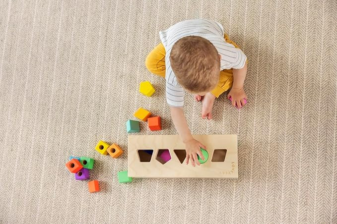 LOVEVERY | The Block Set | Solid Wood Building Blocks and Shapes + Wooden Storage Box, 70 Pieces,... | Amazon (US)